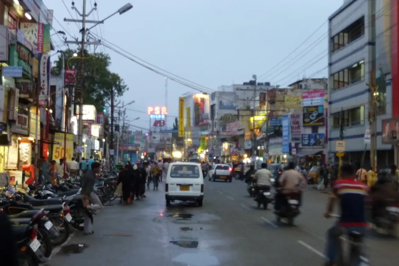 Cross Cut Road, a busy commercial street in Coimbatore