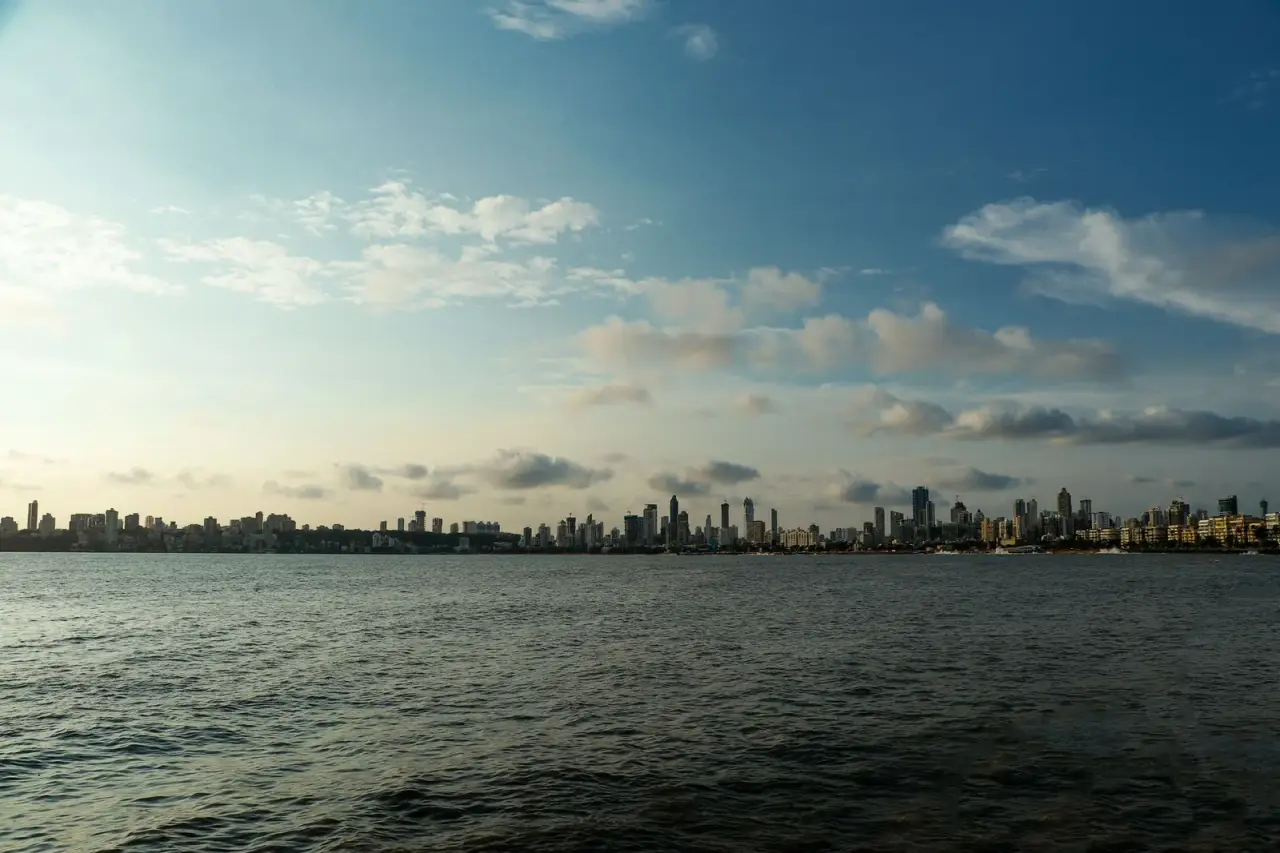 Mumbai skyline across the sea in daylight
